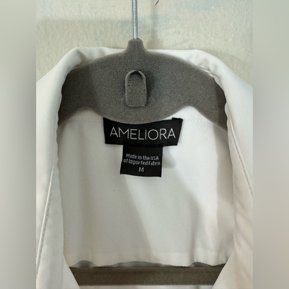 Ameliora The Annie White Sleeveless Button Down Washable Shirt Size Medium - Picture 7 of 9